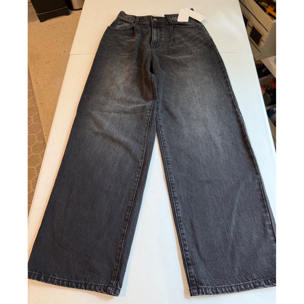 Rose Bud Creolme Black Wide Leg Denim Pants medium 203253031003 Womens‎ sz6/8